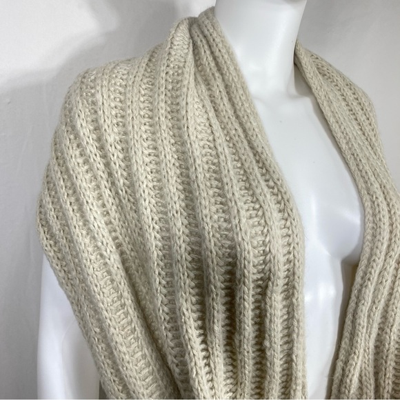 Neosan Bone Colored Ribbed Knit Snood Infinity Scarf - Picture 4 of 6